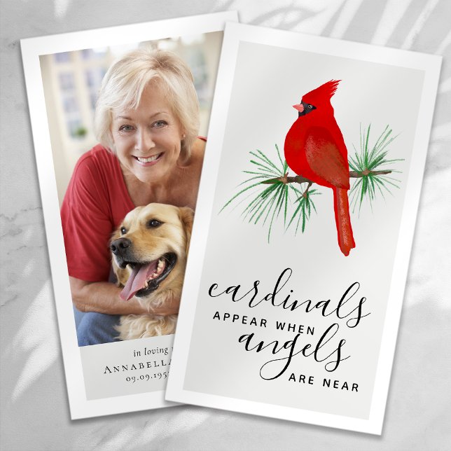 Cardinals Appear Angels Near Memorial Card (Creator Uploaded)