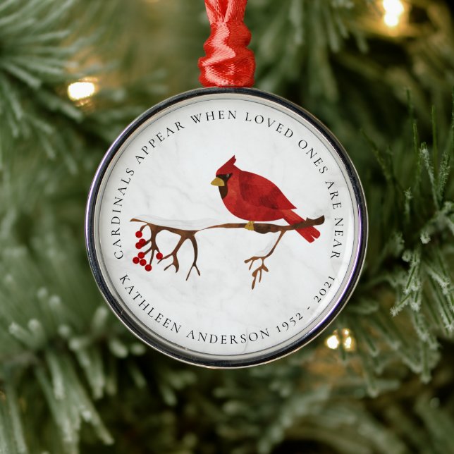 Cardinals Appear Remembrance Metal Tree Decoration (Tree)