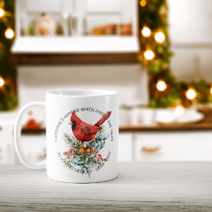 Cardinals Appear Sympathy Holiday Greenery Coffee Mug