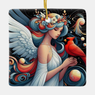 Cardinals appear when angels are near ceramic ornament