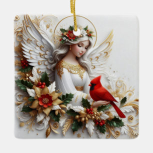 Cardinals appear when angels are near ceramic ornament