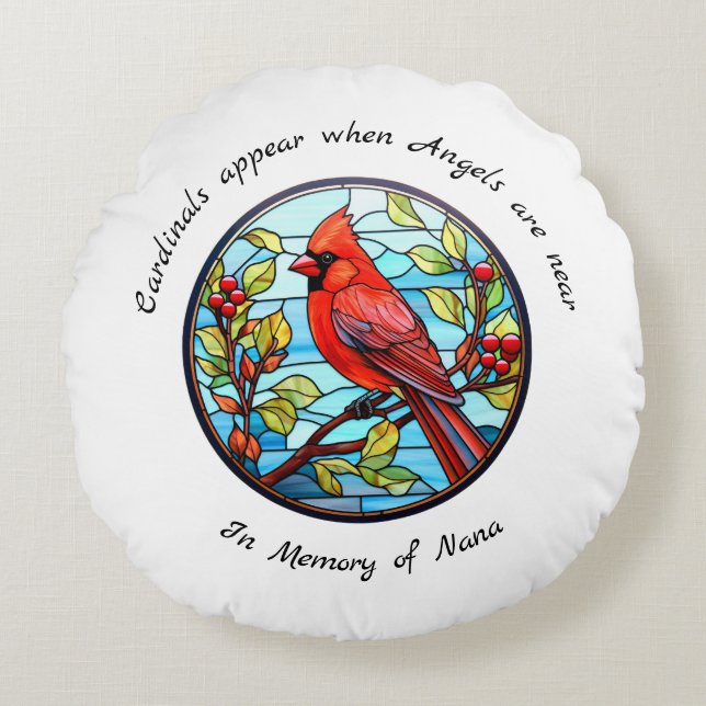 Cardinals Appear When Angels are Near Christmas Round Cushion (Front)