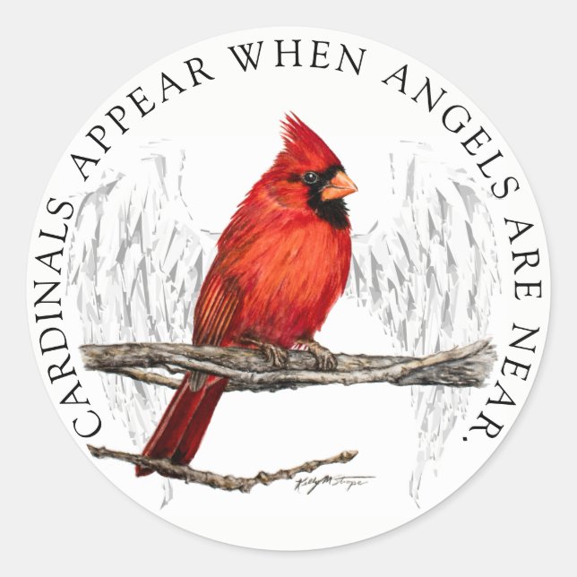 Cardinals Appear When Angels Are Near Classic Round Sticker (Front)