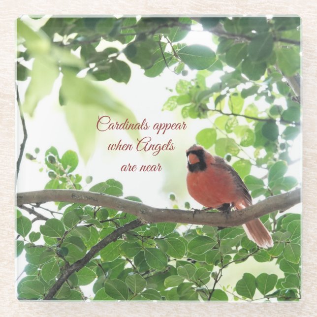 Cardinals appear when angels are near glass coaster (Front)