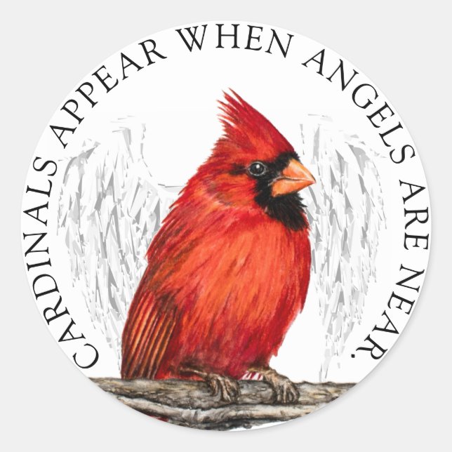 Cardinals Appear When Angels Are Near Memorial Classic Round Sticker (Front)