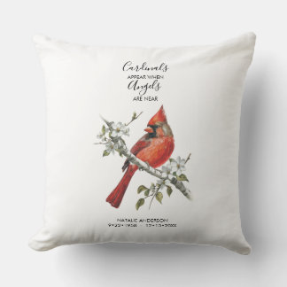 Cardinals appear when angels are near Memorial Cushion