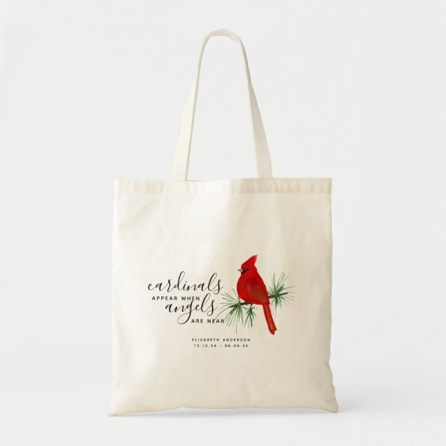 Cardinals Appear When Angels are Near Name Tote Bag (Front)