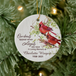 Cardinals Appear When Angels Are Near Personalised Ceramic Tree Decoration