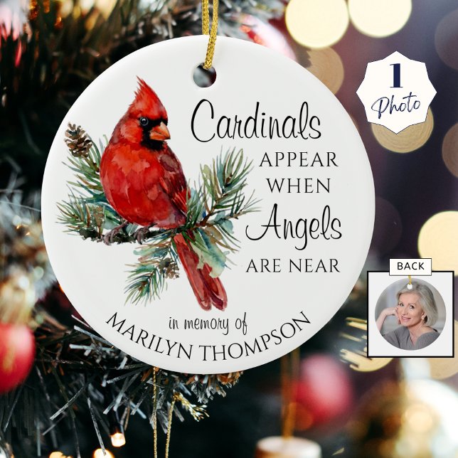 Cardinals Appear When Angels Are Near Photo Ceramic Tree Decoration (Creator Uploaded)
