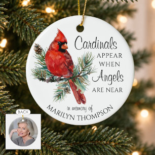 Cardinals Appear When Angels Are Near Photo Ceramic Tree Decoration