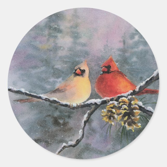 CARDINALS by SHARON SHARPE Classic Round Sticker (Front)