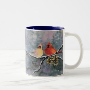 CARDINALS by SHARON SHARPE Two-Tone Coffee Mug