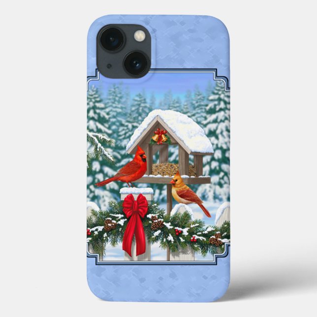 Cardinals Christmas Feast Blue Case-Mate iPhone Case (Back)