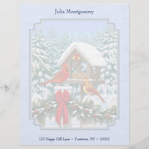 Cardinals Christmas Feast Blue Customized Letterhead