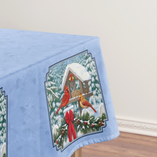 Cardinals Christmas Feast Blue Tablecloth (In Situ)