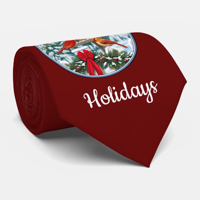 Cardinals Christmas Feast Blue Tie (Rolled)