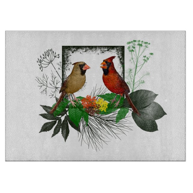 Cardinals Corner Glass Cutting Board (Front)