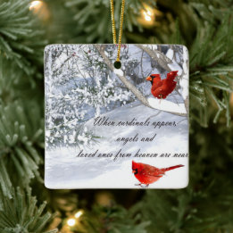 cardinals from heaven ceramic ornament