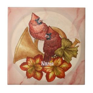 Cardinals Horn  ornament  Tile