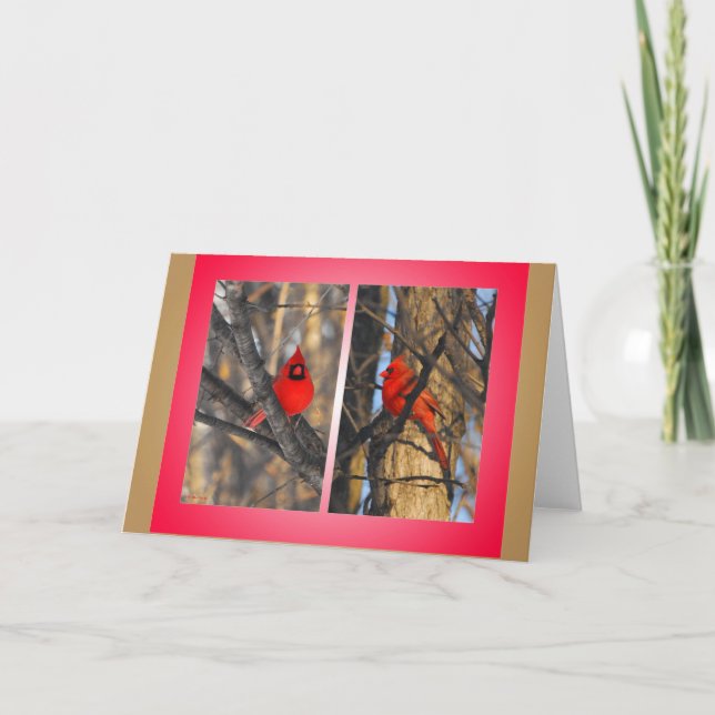 Cardinals in a "Crisp" Winter Morning Holiday Card (Front)