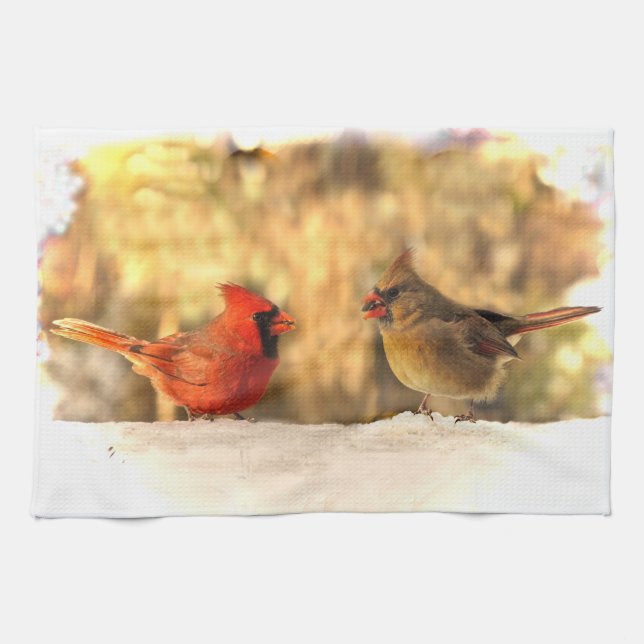 Cardinals in Autumn Kitchen Towel (Horizontal)