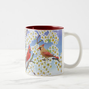 Cardinals in Flowering Apple Tree Mug