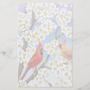 Cardinals in Flowering Tree Stationery