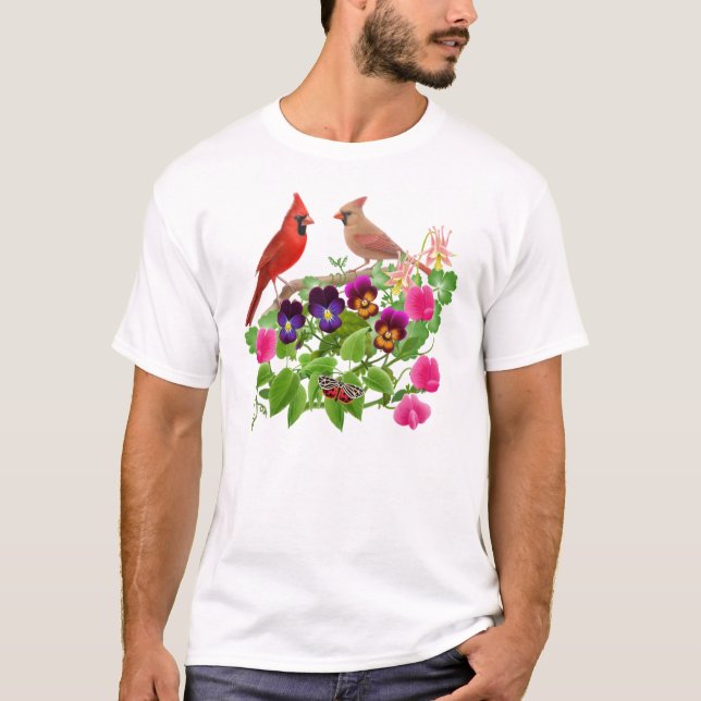 Cardinals in the Garden T-Shirt (Front)
