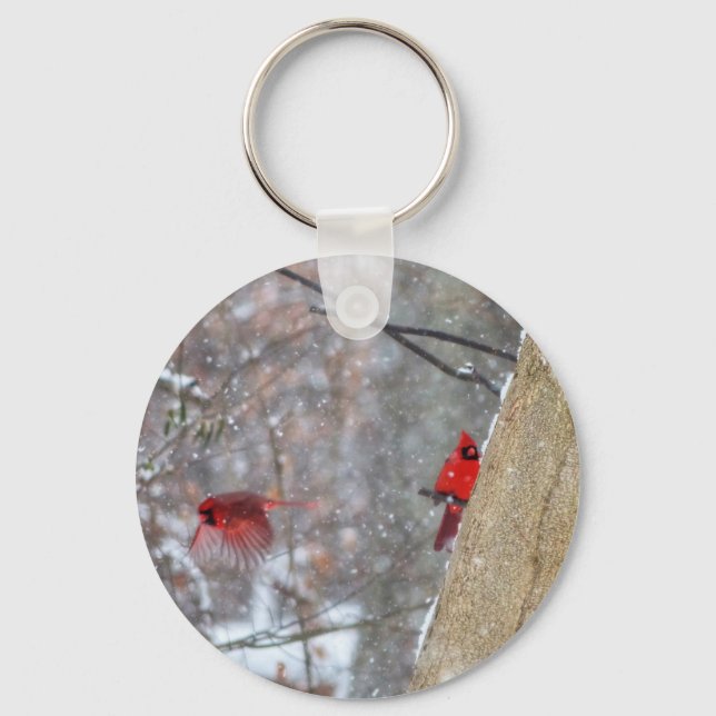 Cardinals in the Snow Key Ring (Front)
