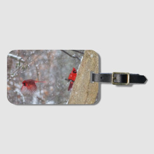 Cardinals in the Snow Luggage Tag