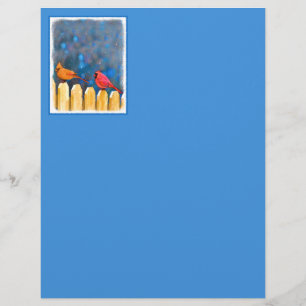 Cardinals on the Fence Painting - Original Art