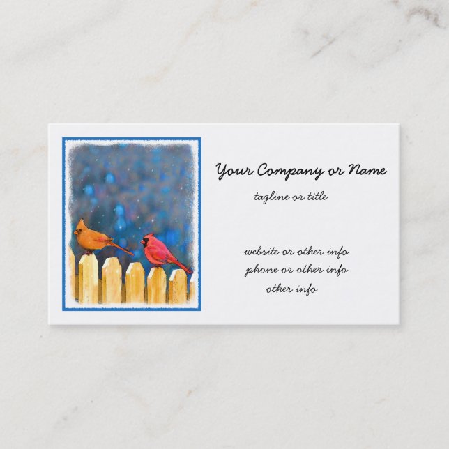 Cardinals on the Fence Painting - Original Art Business Card (Front)