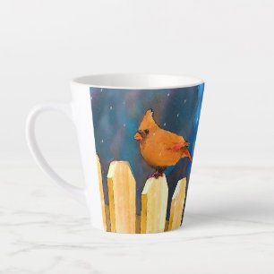 Cardinals on the Fence Painting - Original Art Latte Mug