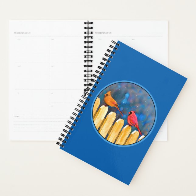 Cardinals on the Fence Painting - Original Art Planner (Display)