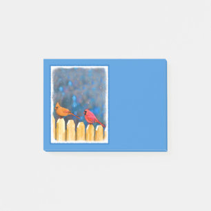 Cardinals on the Fence Painting - Original Art Post-it Notes