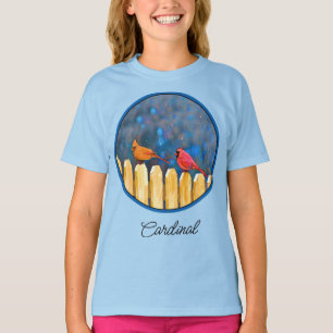 Cardinals on the Fence Painting - Original Art T-S T-Shirt