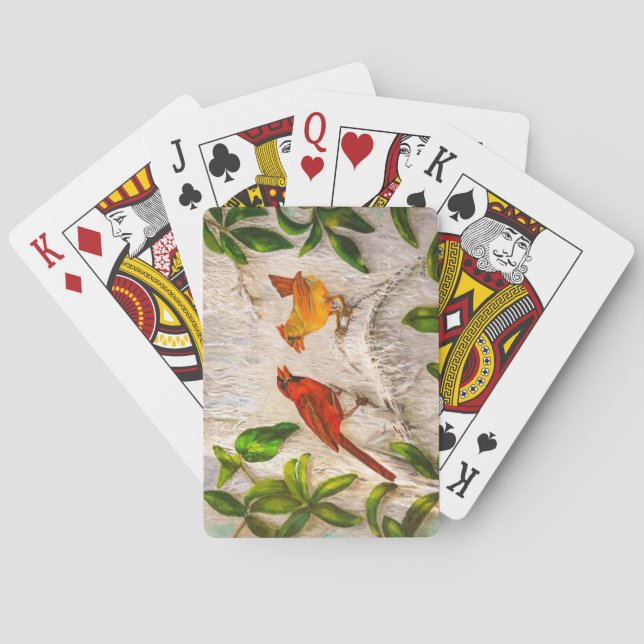 Cardinals Singing of love Playing Cards (Back)
