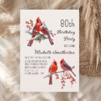 Cardinals Snow Winter Birds 80th Birthday