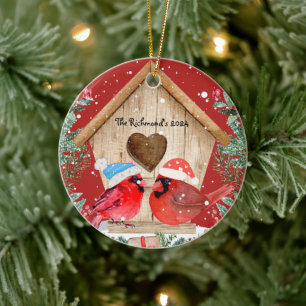 Cardinals Treehouse Personalised Ceramic Tree Decoration