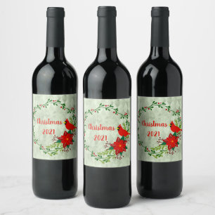 Cardinals Wreath Personalised  Wine Label