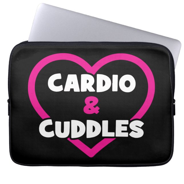 Cardio and Cuddles - Funny Novelty Gym Workout Laptop Sleeve (Front)