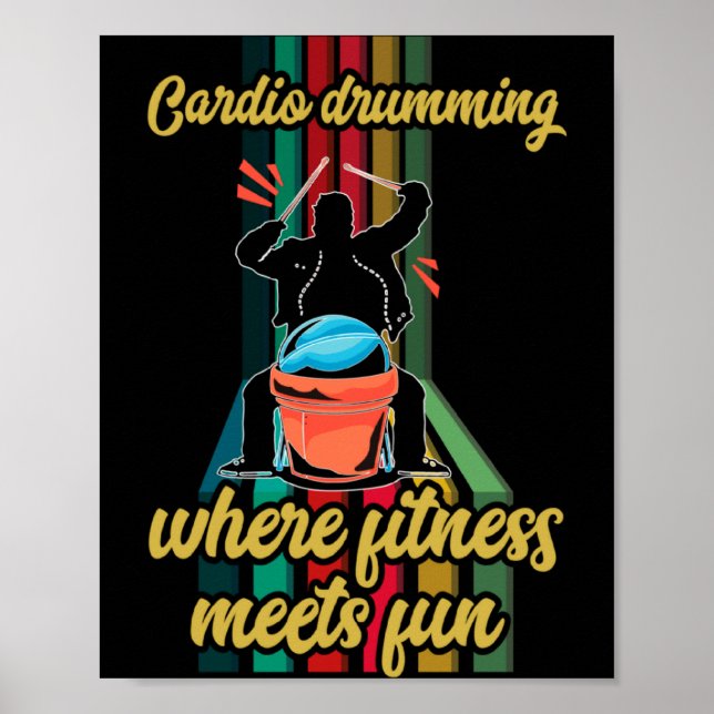 Cardio Drumming Gym Exercise Funny Fitness Cl W  Poster (Front)