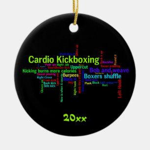 Cardio Kickboxing Word Cloud Ceramic Tree Decoration