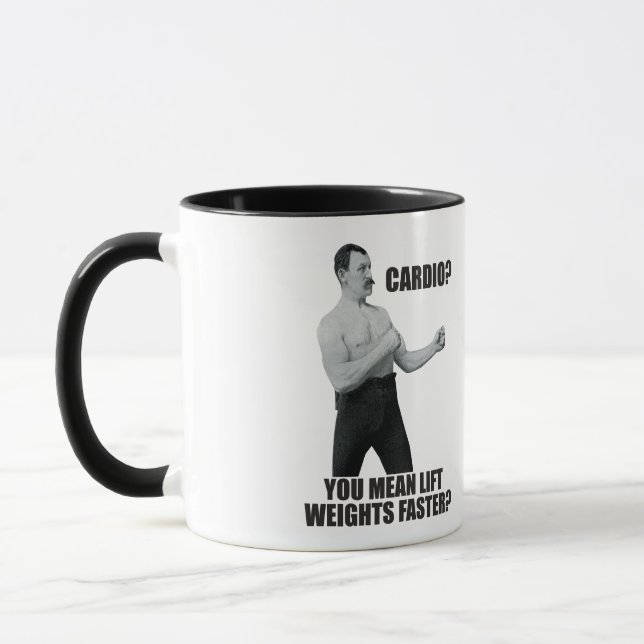 Cardio - Lift Weights Faster - Overly Manly Man Mug (Left)