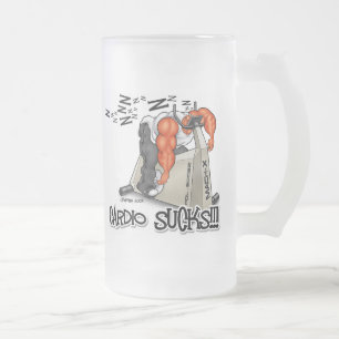 CARDIO SUCKS FROSTED GLASS BEER MUG