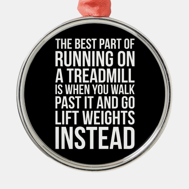 Cardio, Treadmill Running vs Lifting - Funny Gym Metal Tree Decoration (Front)