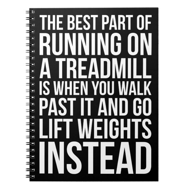 Cardio, Treadmill Running vs Lifting - Funny Gym Notebook (Front)