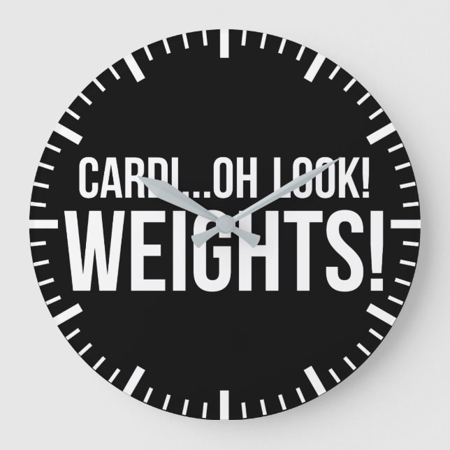 Cardio vs Weights - Funny Novelty Gym Workout Large Clock (Front)