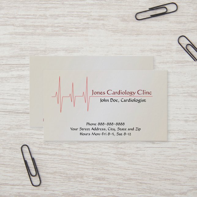 Cardiologist  Business Card (Front/Back In Situ)