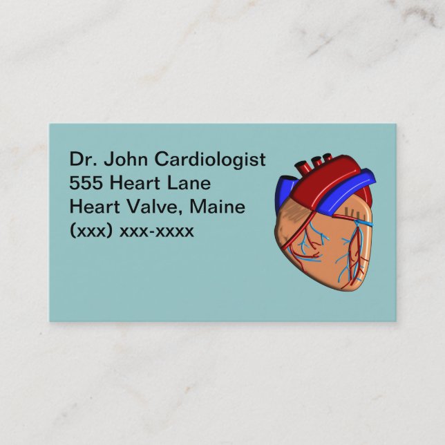 Cardiologist Business Cards Heart Drawing (Front)